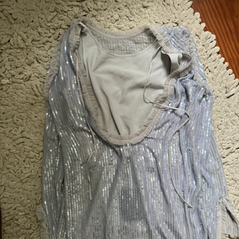 NWT BHLDN Needle & Thread Shimmer Long Sleeve Mini Dress Sz XS - Picture 9 of 12